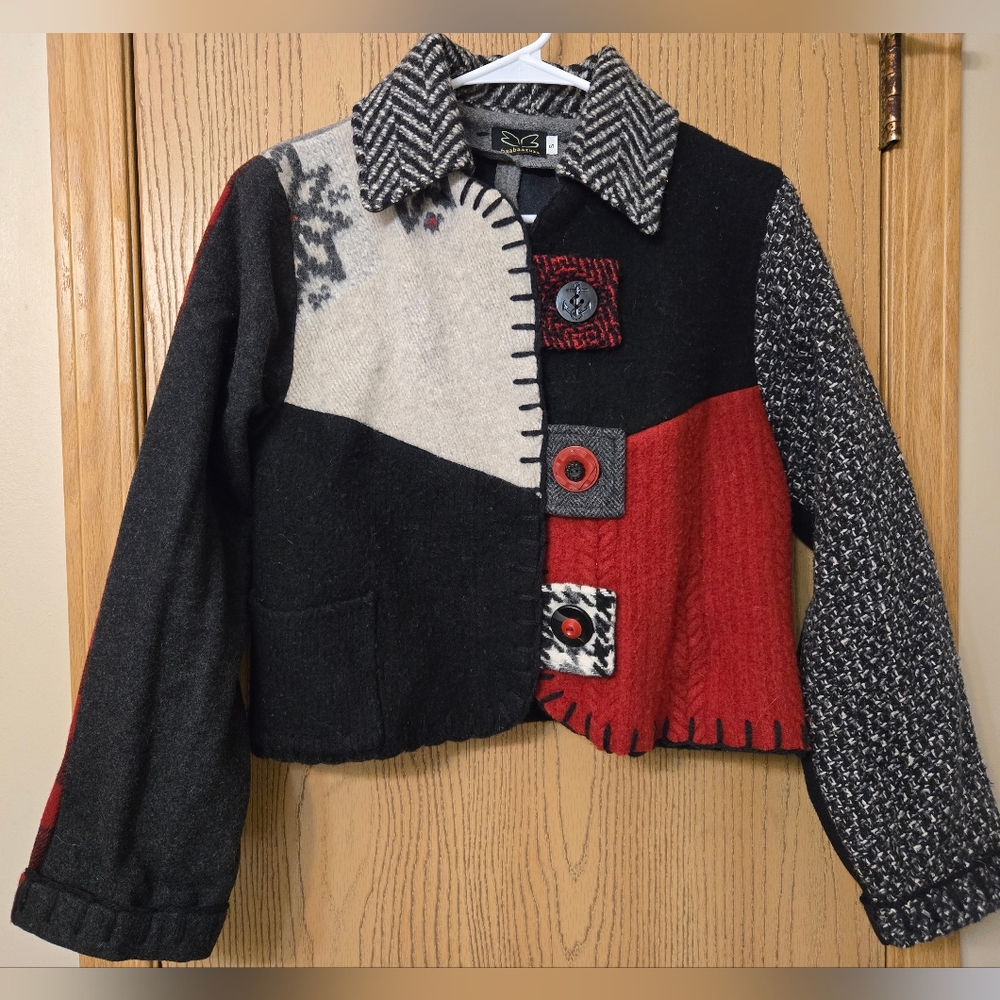 Baabaazuzu 100% Wool Patchwork Cardigan